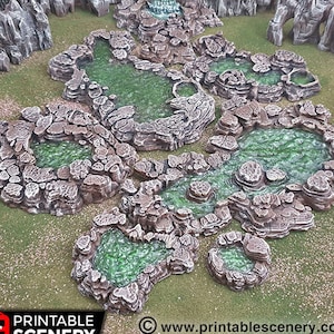 Grotto Cavern Pools - 15mm 28mm Clorehaven and the Goblin Grotto Wargaming Terrain Scatter