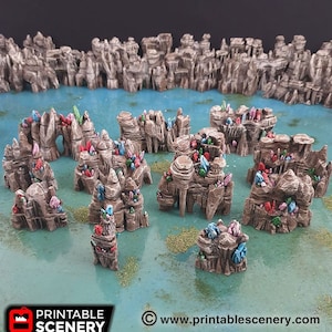 Crystal Grotto Walls - 15mm 28mm 32mm Clorehaven and the Goblin Grotto Mushroom Wargaming Terrain Scatter D&D DnD Pathfinder