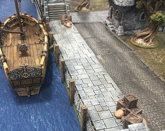 Las Islas Perdidas - Muelles de Puerto Winterdale Set 28 mm 32 mm Terreno de Wargaming