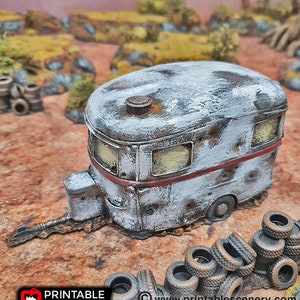 Abandoned Camper Caravan - 15mm 28mm 20mm 32mm Brave New Worlds Wasteworld Gaslands Terrain Scatter D&D DnD Pathfinder