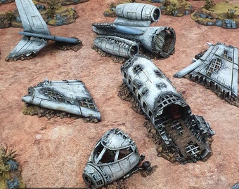 Crashed Aircraft - Airplane 15mm 28mm 20mm 32mm Brave New Worlds Wasteworld Gaslands Terrain Scatter D&D DnD Pathfinder