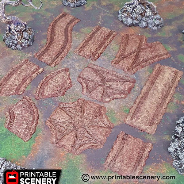 Forest Cart Tracks - 15mm 20mm 28mm 32mm Printable Scenery Shadowfey Wargaming Terrain D&D DnD Pathfinder Road Path