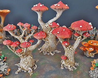 Magic Mushrooms Tree Set - 15mm 28mm 32mm Clorehaven and the Goblin Grotto Wargaming Terrain Scatter D&D DnD Pathfinder 40k