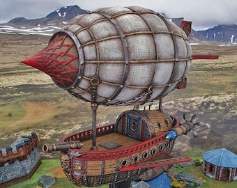 Dirigible enano - Enanos, elfos y demonios - Terreno de 28 mm para Wargaming Steam