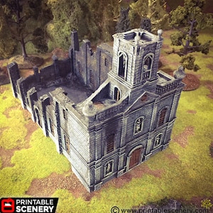 Caribbean Church Ruin - 15mm 28mm 32mm Time Warp Wargaming Terrain Scatter Bolt Action
