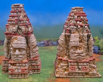 Monumentos Vigilantes - 15 mm 28 mm 32 mm Mundos Valientes Nuevo Edén Terreno Dispersión D&D DnD Pathfinder Olmeca Maya Azteca