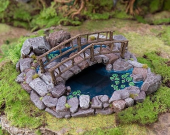 The Lovers Pool - Hagglethorn Hollow Printable Scenery Terrain D&D DnD Pathfinder Lovers' Lover's Pond Bridge Garden