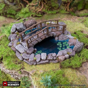 The Lovers Pool - Hagglethorn Hollow Printable Scenery Terrain D&D DnD Pathfinder Lovers&#39; Lover&#39;s Pond Bridge Garden