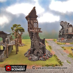 Atalaya en ruinas de Winterdale - 15 mm 28 mm 32 mm Clorehaven y la gruta de duendes Wargaming Terrain Scatter D&D DnD Pathfinder