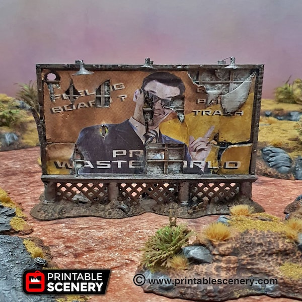 Dilapidated Billboard - 15mm 20mm 28mm 32mm Terrain Scatter Brave New Worlds Wasteworld Gaslands D&D DnD Pathfinder