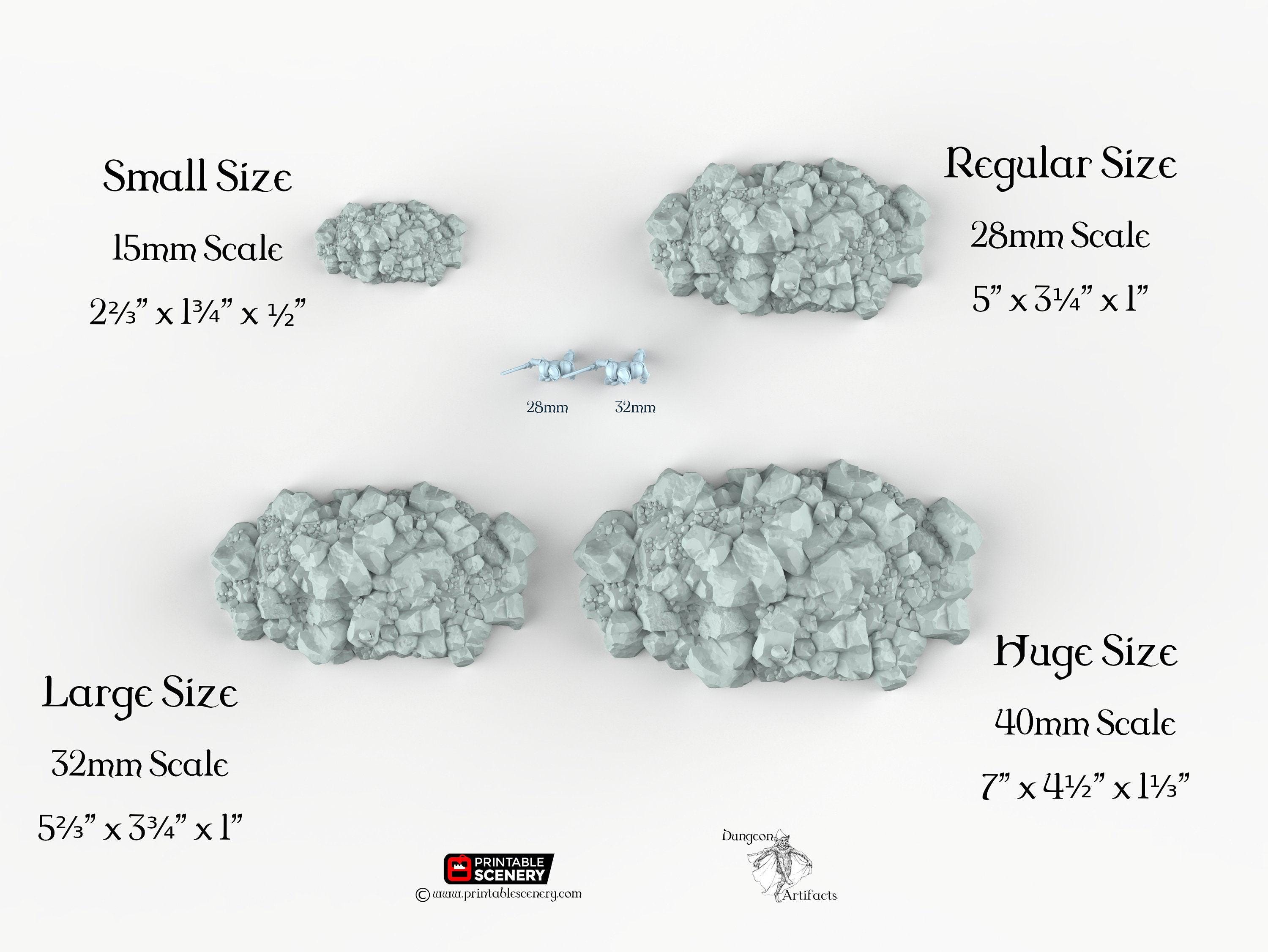Jagged Rocks Scatter - Chunky Rocks - 15mm 28mm 32mm 40mm - Printable ...