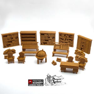 Library Furniture Set - 28mm 32mm Clorehaven and the Goblin Grotto Wargaming Terrain Scatter