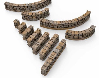 City Foundations Low Walls - Cities of Ramshackle and Ruin - Printable Scenery - Terrain, Wargaming, D&D, DnD