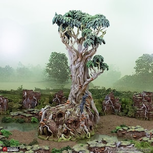 Giant Swamp Tree and Hovel - The Gloaming Swamps - Printable Scenery Terrain Wargaming D&D DnD 15mm 20mm 28mm 32mm 40mm 54mm