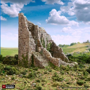 Ruined Norman Stone Fort - King and Country - Printable Scenery Terrain Wargaming d&d dnd 10mm 15mm 20mm 25mm 28mm 32mm 40mm 54mm Painted