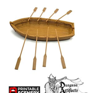 Long Boat - Row Boat - The Lost Islands - Printable Scenery 28mm 32mm Wargaming Terrain D&D, DnD