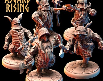 Conjunto modular de guerreros enanos con armadura de placas completa - Asgard Rising - Wargaming D&D DnD