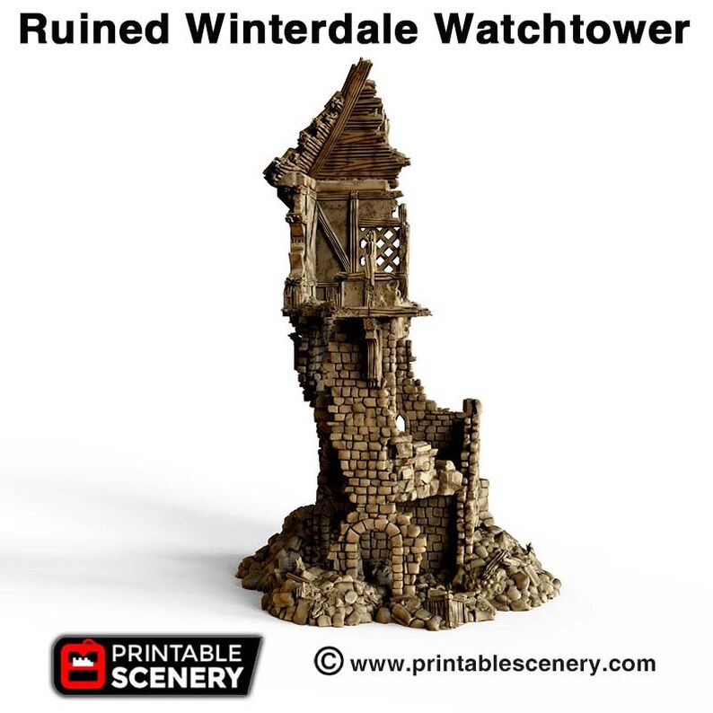 Ruined Winterdale Watchtower - 15mm 28mm 32mm Clorehaven and the Goblin ...