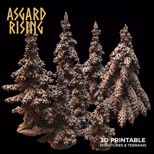 Young Conifers Spruce Forest Set - Asgard Rising Miniatures - Wargaming D&D DnD