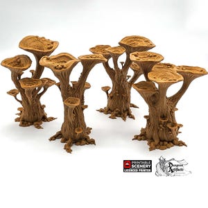 Blooming Lanterns Mushroom Tree Set - 15mm 28mm 32mm Clorehaven and Goblin Grotto Wargaming Terrain Scatter D&D DnD