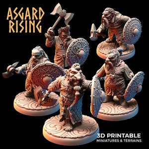 Dwarven Warriors in Gambeson Armor Modular Set - Asgard Rising - Wargaming D&D DnD