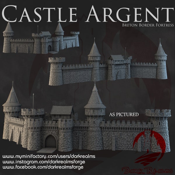 Breton Border Fortress Gate and Walls - Castle Argent - Dark Realms Terrain Wargaming D&D DnD