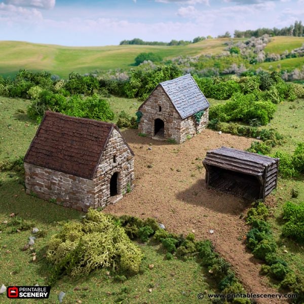 Small Rustic Barns - King and Country - Printable Scenery Terrain Wargaming D&D DnD 10mm 15mm 20mm 25mm 28mm 32mm 40mm 54mm Painted options