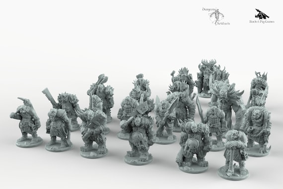 Lot De 7 Figurines Orcs 28mm Pour D&D / Pathfinder / HeroQuest - Neuf, Fabriqué En France
