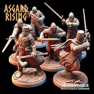 Medieval Knights Two-Handed Weapons Warband Modular Set  - Asgard Rising Miniatures - Wargaming d&d dnd