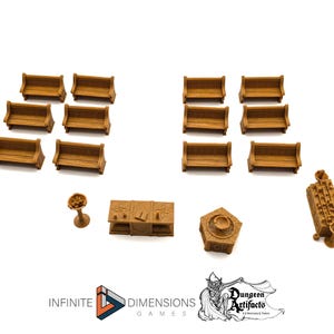 Church Furnishings 28mm 32mm Wightwood Abbey Wargaming Tabletop Scatter Miniatures Terrain D&D, DnD