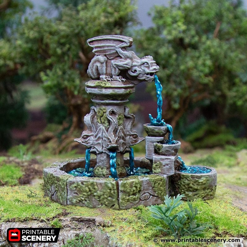 Gargoyle Fountain - Hagglethorn Hollow Printable Scenery Terrain D&D ...