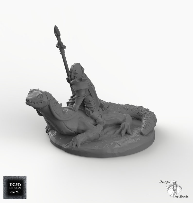 Dark Elf Lizard Rider - EC3D Skyless Realms Wargaming Miniature D&D Dnd ...