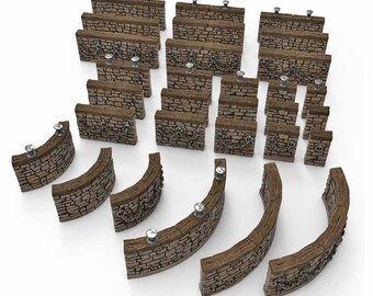 City Foundation Port Walls - Cities of Ramshackle and Ruin - Printable Scenery - Terrain, Wargaming, D&D, DnD
