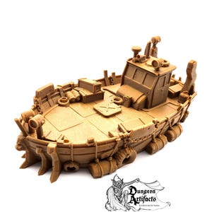 Wasteland River Tug Boat - Beyond the Badlands - EC3D - Wasteland Terrain Wargaming D&D DnD 15mm 20mm 25mm 28mm 32mm 40mm