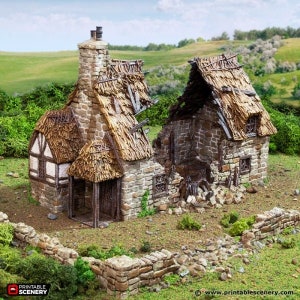 Ruined Country Manor - King and Country - Printable Scenery Terrain Wargaming d&d dnd 10mm 15mm 20mm 25mm 28mm 32mm 40mm 54mm Painted