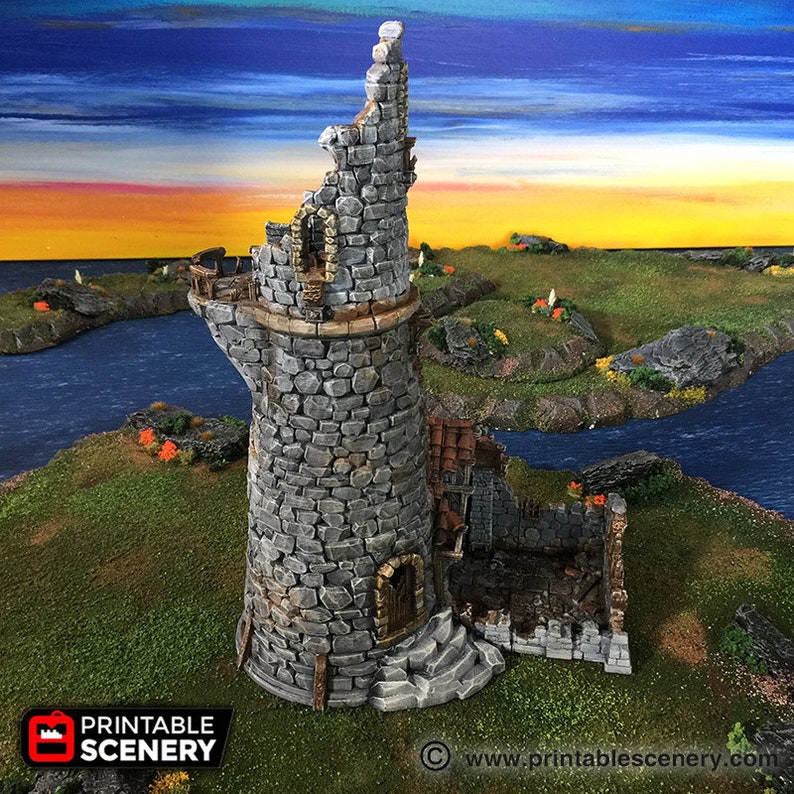Pirates 15mm 28mm 32mm Wargaming Terrain D/&D 40k SW Legion Ruined Lighthouse DnD Pathfinder Warhammer The Lost Islands