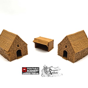 Small Rustic Barns - King and Country - Printable Scenery Terrain Wargaming D&D DnD 10mm 15mm 20mm 25mm 28mm 32mm 40mm 54mm Painted options