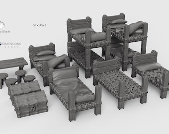 Medieval Dormitory Furnishings 28mm 32mm Wightwood Abbey Wargaming Tabletop Scatter Miniatures Terrain