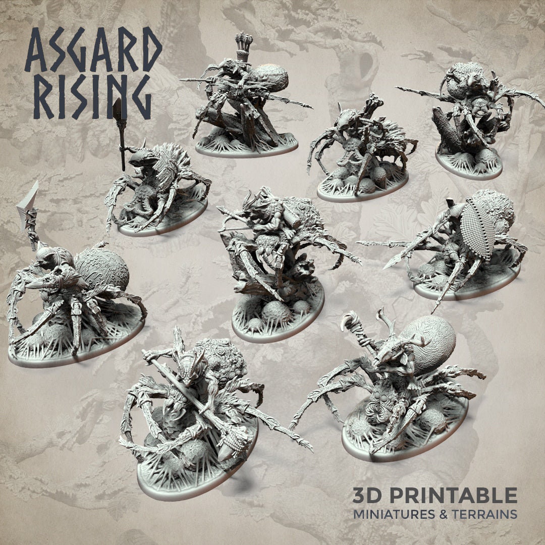 Spider Rider Dnd Goblin Spider Riders Modular Set - Asgard Rising Miniatures - Wargaming ...