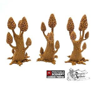 Mesmerizing Morels Mushroom Tree Set - Clorehaven and the Goblin Grotto - Printable Scenery Wargaming Terrain Scatter D&D DnD