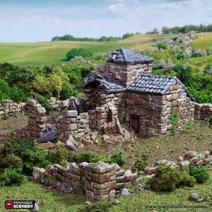 Ruined French Mausoleum - King and Country - Printable Scenery Terrain Wargaming d&d dnd 10mm 15mm 20mm 25mm 28mm 32mm 40mm 54mm Painted