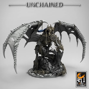King Olaf Mounted on Armored Unchained Dragon - Unchained - Lord of the Print - Wargaming D&D DnD