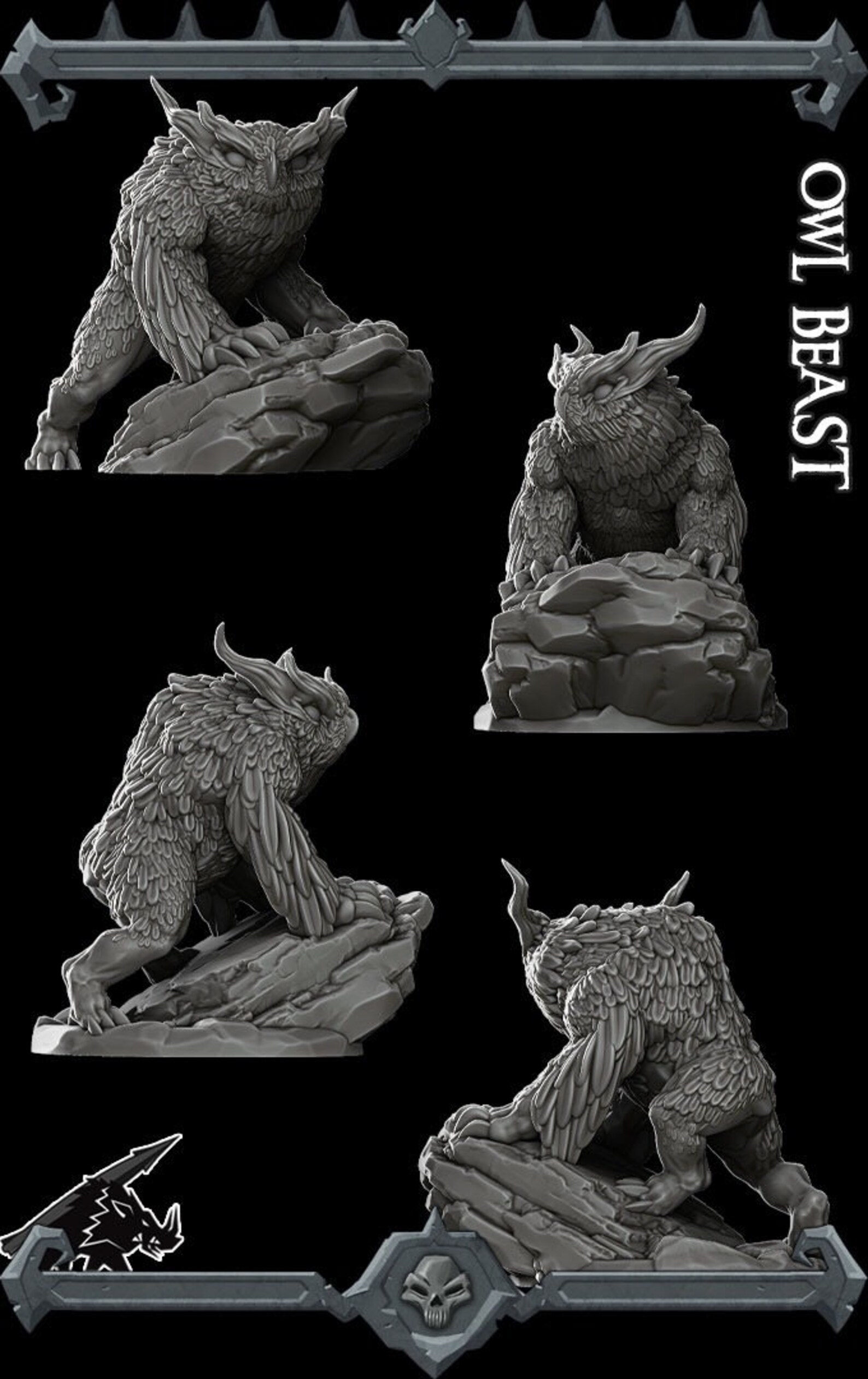 Owl Beast / Owl Bear Wargaming Miniatures Monster Rocket Pig Etsy