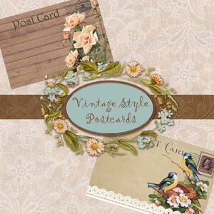 Set of 2 Digital Postcards - Vintage Style