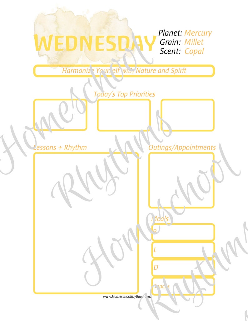 Fillable PDF Waldorf Inspired Daily Planner Pad Homeschool Steiner Days of the Week image 5