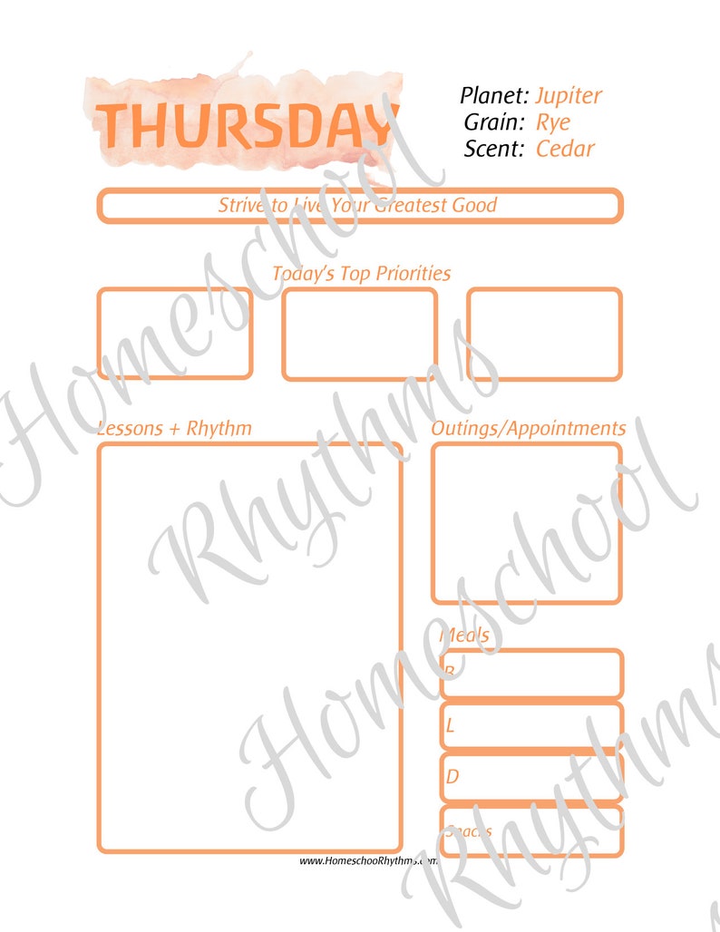 Fillable PDF Waldorf Inspired Daily Planner Pad Homeschool Steiner Days of the Week image 6