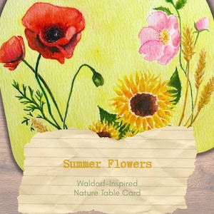 Summer Ernte Aquarell Blumen Natur Tischkarte (Digitaler PDF Download) Bild 1