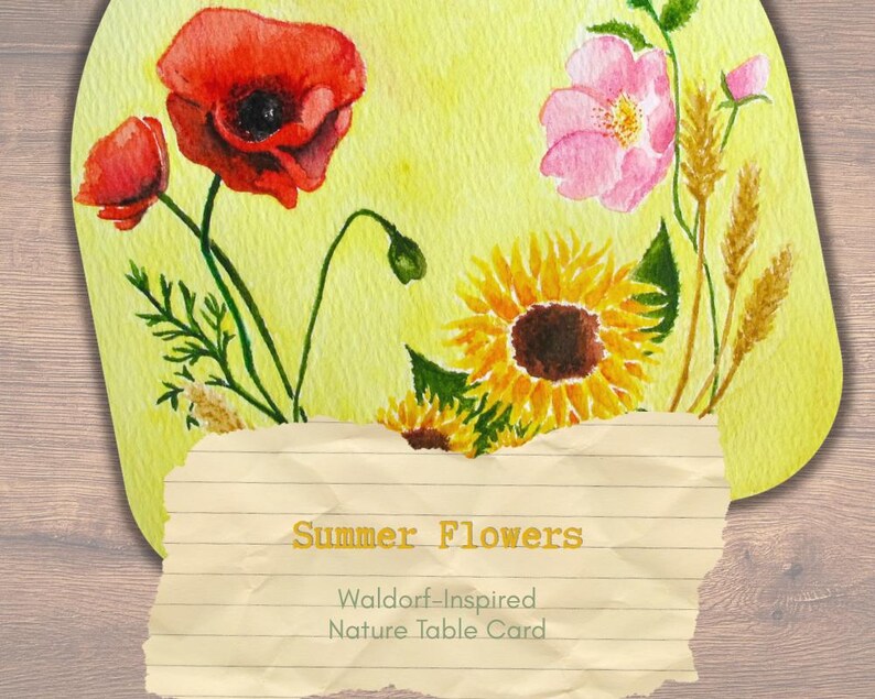 Summer Ernte Aquarell Blumen Natur Tischkarte (Digitaler PDF Download) Bild 1