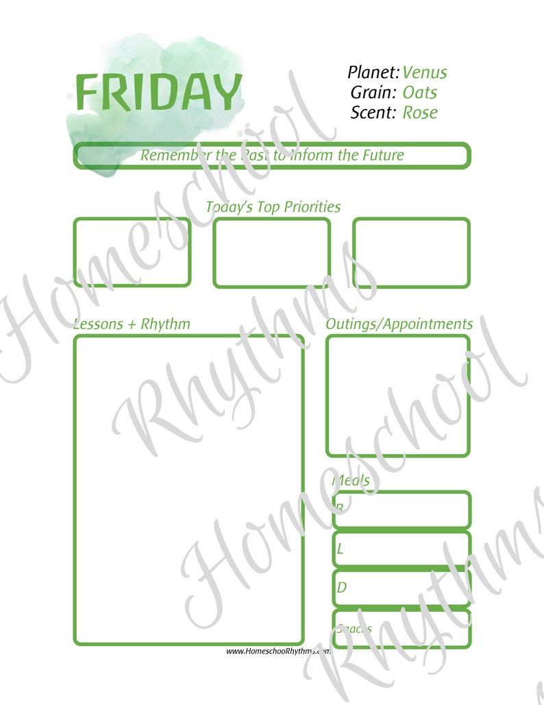 Fillable PDF Waldorf Inspired Daily Planner Pad Homeschool Steiner Days of the Week image 7