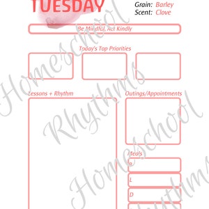 Fillable PDF Waldorf Inspired Daily Planner Pad Homeschool Steiner Days of the Week image 4